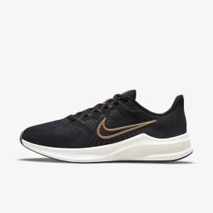 Black / Dark Grey / Metal Copper Women's Nike Downshifter 11 Road Running Shoes | NK941FDK