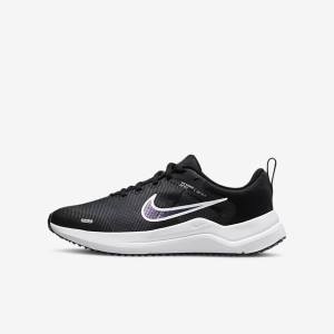 Black / Dark Grey / White Kids' Nike Downshifter 12 Older Road Running Shoes | NK751VAG