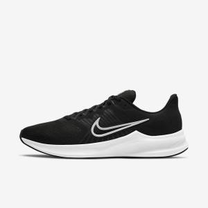 Black / Dark Grey / White Men's Nike Downshifter 11 Road Running Shoes | NK025PUE