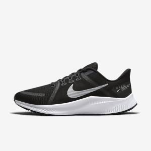 Black / Dark Grey / White Men's Nike Quest 4 Road Running Shoes | NK618EVC