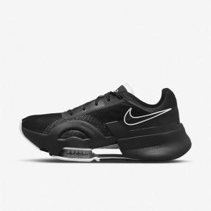 Black / Dark Grey / White Women's Nike Air Zoom SuperRep 3 HIIT Class Training Shoes | NK571LXI