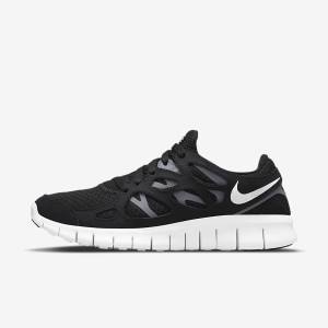 Black / Dark Grey / White Women's Nike Free Run 2 Sneakers | NK814BMA