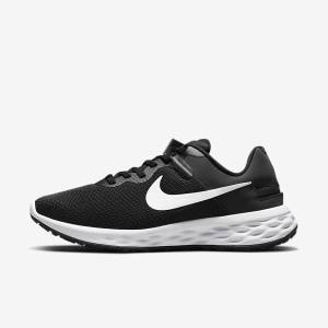 Black / Dark Grey / White Women's Nike Revolution 6 FlyEase Next Nature Easy On-Off Road Running Shoes | NK124ZKQ