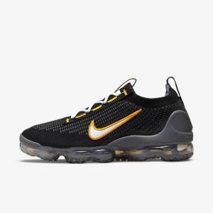 Black / Gold / Dark Grey / White Men's Nike Air VaporMax 2021 FK Sneakers | NK745DHT