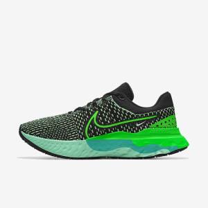 Black / Green Men's Nike React Infinity Run 3 By You Custom Road Running Shoes | NK275QCN