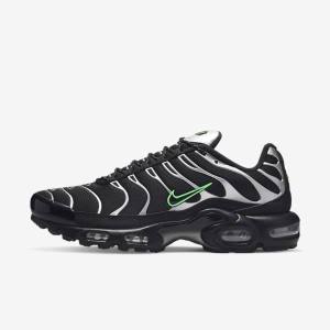 Black / Green / Metal Silver / Black Men's Nike Air Max Plus Sneakers | NK071JZO