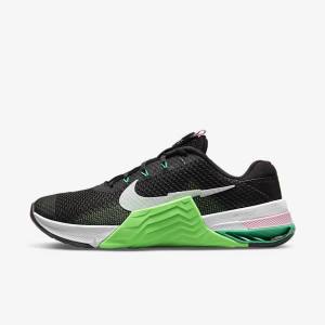 Black / Green / Pink / White Women's Nike Metcon 7 Training Shoes | NK513NCB