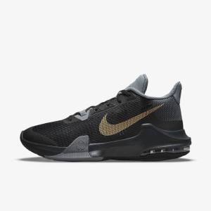 Black / Grey / Dark Grey / Metal Gold Men's Nike Air Max Impact 3 Basketball Shoes | NK401SYI