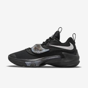 Black / Grey / Pink / Metal Silver Men's Nike Zoom Freak 3 Basketball Shoes | NK675YGL