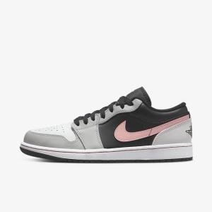 Black / Grey / White / Coral Men's Nike Air Jordan 1 Low Jordan Shoes | NK180WPE