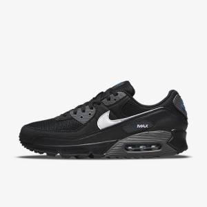 Black / Grey / White Men's Nike Air Max 90 Sneakers | NK297CHU