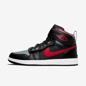 Black / Grey / White / Red Men's Nike Air Jordan 1 Hi FlyEase Sneakers | NK374BWT