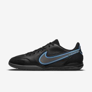 Black / Grey Women's Nike Tiempo Legend 9 Academy IC Indoor-Court Football Shoes | NK417QGU