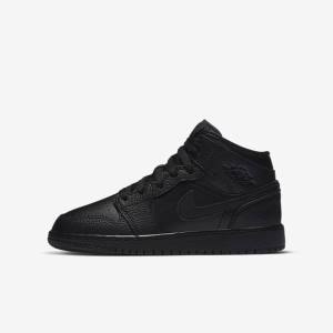 Black Kids' Nike Air Jordan 1 Mid Older Sneakers | NK834KNL