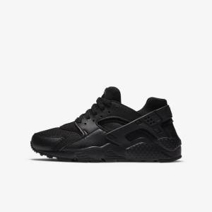 Black Kids' Nike Huarache Run Older Sneakers | NK684ORS