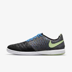 Black / Light Blue / Light Green Men's Nike Lunar Gato II IC Indoor Court Football Shoes | NK657QJD