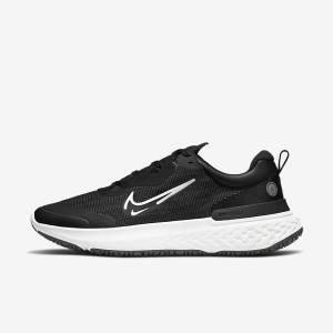 Black / Light Grey / Platinum Men's Nike React Miler 2 Shield Weatherised Road Running Shoes | NK842ILU