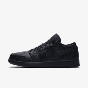 Black Men's Nike Air Jordan 1 Low Sneakers | NK301YZV