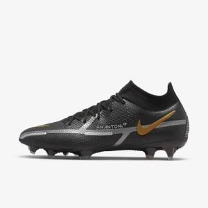 Black / Metal Gold / Metal Silver / Metal Dark Grey Women's Nike Phantom GT2 Dynamic Fit Elite FG Firm-Ground Football Shoes | NK492FYS