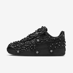 Black / Metal Silver / Black Women's Nike Air Force 1 LXX x Swarovski Sneakers | NK731SYW