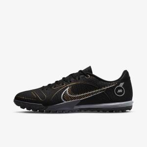 Black / Metal Silver / Grey / Metal Gold Women's Nike Mercurial Vapor 14 Academy TF Turf Football Shoes | NK530XDW