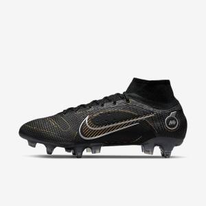 Black / Metal Silver / Grey / Metal Gold Women's Nike Mercurial Superfly 8 Elite SG-PRO Anti-Clog Traction Soft-Ground Football Shoes | NK647HFX