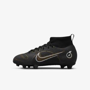 Black / Metal Silver / Grey / Metal Gold Kids' Nike Jr. Mercurial Superfly 8 Pro FG Younger and Older Firm-Grounds Football Shoes | NK701VKA