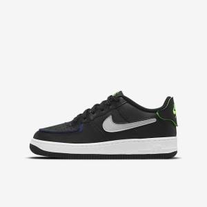 Black / Metal Silver Kids' Nike Air Force 1-1 Older Sneakers | NK690PHN