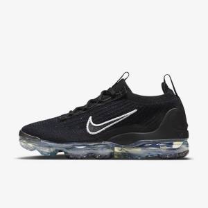 Black / Metal Silver / White Women's Nike Air VaporMax 2021 FK Sneakers | NK215ZPU