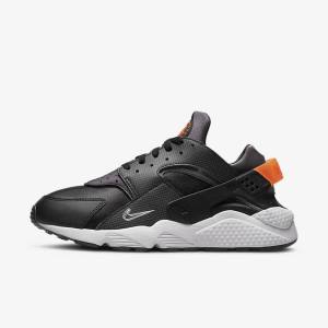 Black / Orange / Grey / White Men's Nike Air Huarache Sneakers | NK604WID