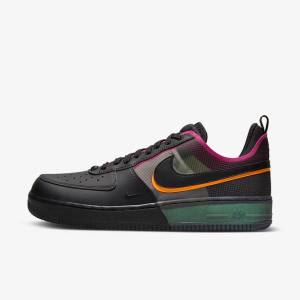 Black / Orange / Pink / Black Men's Nike Air Force 1 React Sneakers | NK234NLK