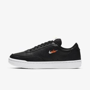 Black / Orange / White Women's Nike Court Vintage Premium Sneakers | NK398TZL