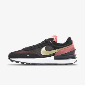 Black / Red / Light Green Women's Nike Waffle One Sneakers | NK265DGS