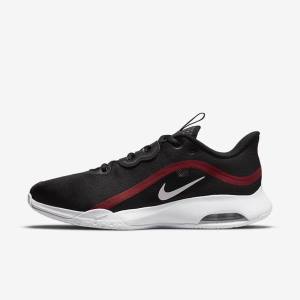 Black / Red / White Men's Nike NikeCourt Air Max Volley Hard Court Tennis Shoes | NK689JBS