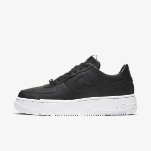 Black / White / Black Women's Nike Air Force 1 Pixel Sneakers | NK819UWT