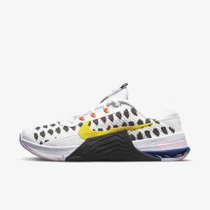 Black / White / Blue / Yellow Women's Nike Metcon 7 Training Shoes | NK617OBF