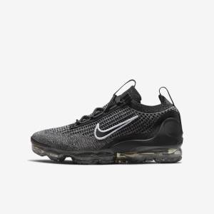 Black / White / Dark Grey / Black Kids' Nike Air VaporMax 2021 FK Older Sneakers | NK865SWG