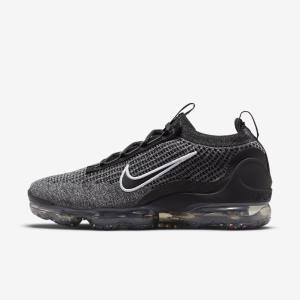 Black / White / Dark Grey / Black Men's Nike Air VaporMax 2021 FK Sneakers | NK042ESQ