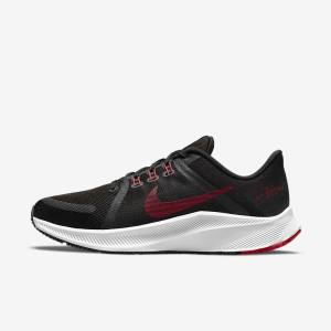 Black / White / Dark Grey / Red Men's Nike Quest 4 Road Running Shoes | NK309SJY