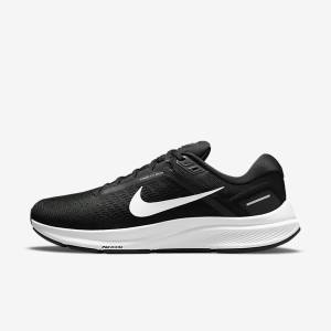 Black / White Men's Nike Air Zoom Structure 24 Road Running Shoes | NK142TDO