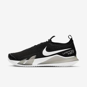 Black / White Men's Nike NikeCourt React Vapor NXT Hard-Court Tennis Shoes | NK643LSH