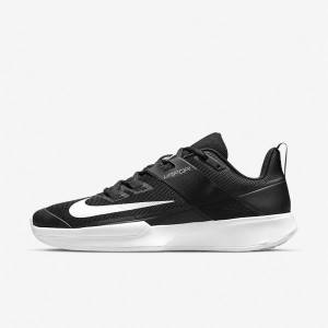 Black / White Men's Nike NikeCourt Vapor Lite Hard Court Tennis Shoes | NK354YFN