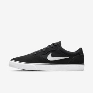 Black / White Men's Nike SB Chron 2 Skate Shoes | NK315BJC