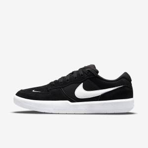 Black / White Men's Nike SB Force 58 Skate Shoes | NK192PVJ