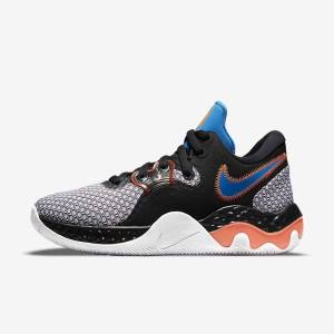 Black / White / Orange / Light Blue Men's Nike Renew Elevate 2 Basketball Shoes | NK970JKW