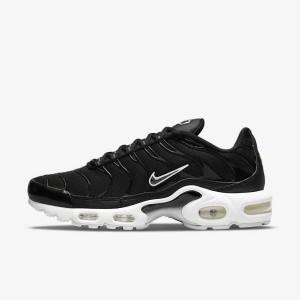 Black / White Women's Nike Air Max Plus Sneakers | NK725UYD