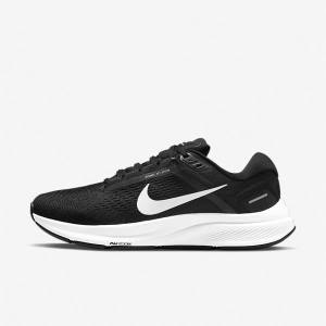 Black / White Women's Nike Air Zoom Structure 24 Road Running Shoes | NK803SLT