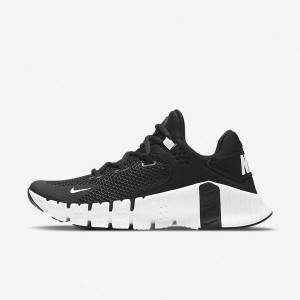 Black / White Women's Nike Free Metcon 4 Training Shoes | NK984MFR