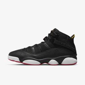 Black / White / Yellow / Red Men's Nike Jordan 6 Rings Sneakers | NK974BXC