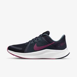 Blue / Grey Green / White / Pink Women's Nike Quest 4 Road Running Shoes | NK543HVS